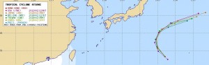 アジアの台風16号の進路予想