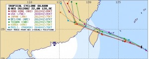 アジアの台風21号（ドゥージェン）の進路予想