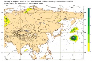 ヨーロッパの台風17号（KILO）の進路予想