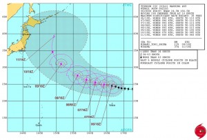 米軍の台風17号（キロ）の進路予想