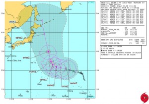 米軍の台風23号（チョーイワン）の進路予想